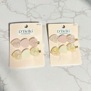 NWT D'Bello Accessories Heart & Pearl Hair Clip Set - 6 Piece Bundle (2 Sets)